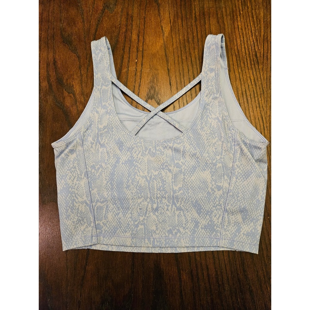Zelos Womens Blue Snakeskin Print Longline Sports Bra Yoga Crop Top Small - Picture 5 of 8